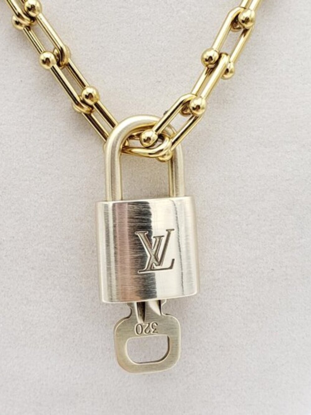 Authentic Louis Vuitton Padlock Pendant with Unbranded 18k Stainless Steel Chain - Picture 5 of 11